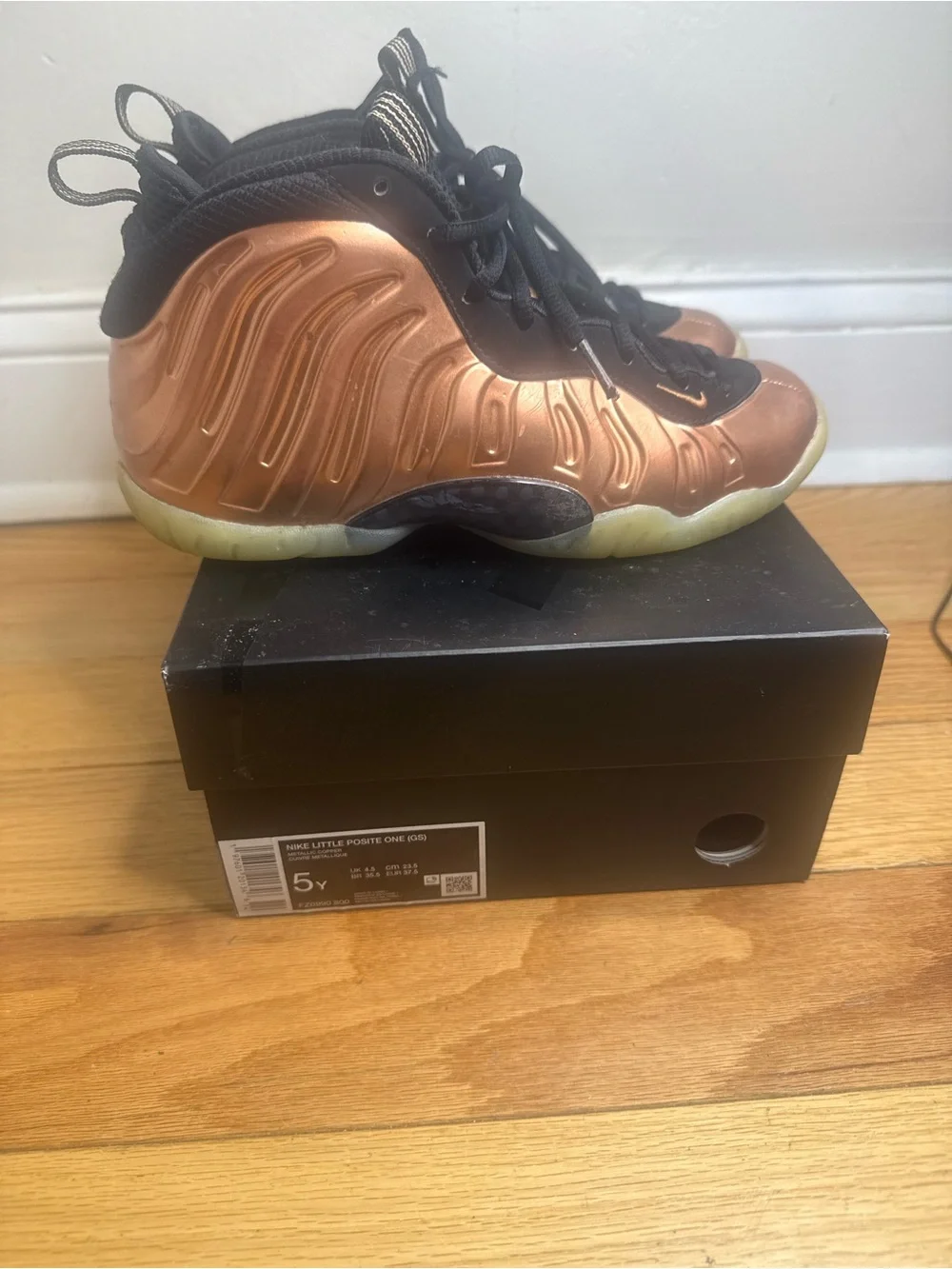 Nike Kids Copper Metallic Foamposite Sneakers with Black Trim